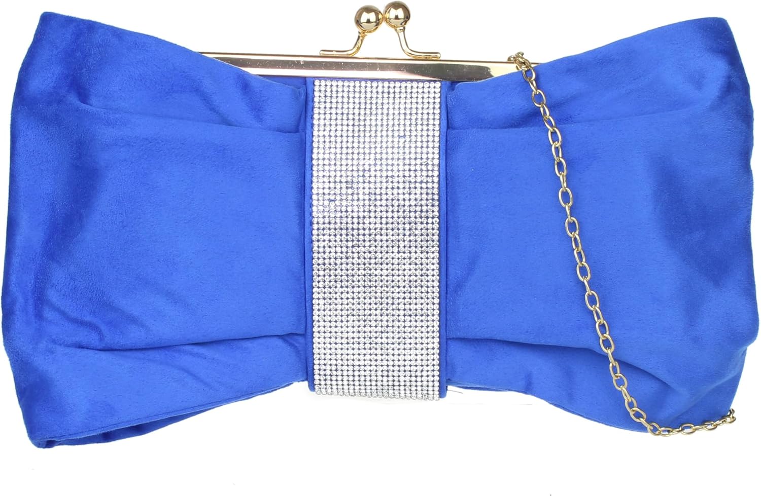Girly HandBags Womens Faux Suede Bow Shape Diamante Clutch Bag