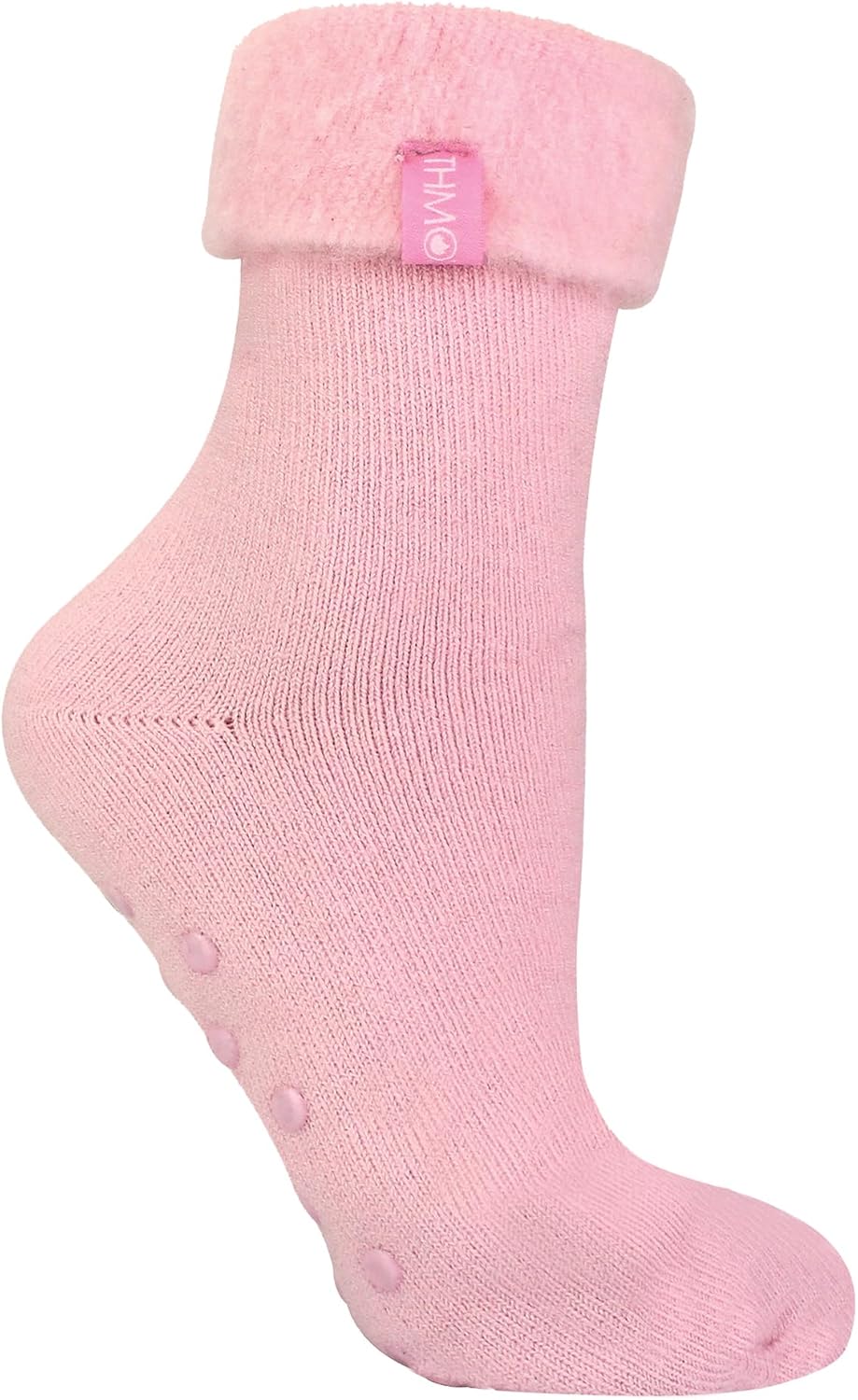 THMO Womens Bed Socks with Grips Non Slip Warm Fleece Plain Slipper Socks