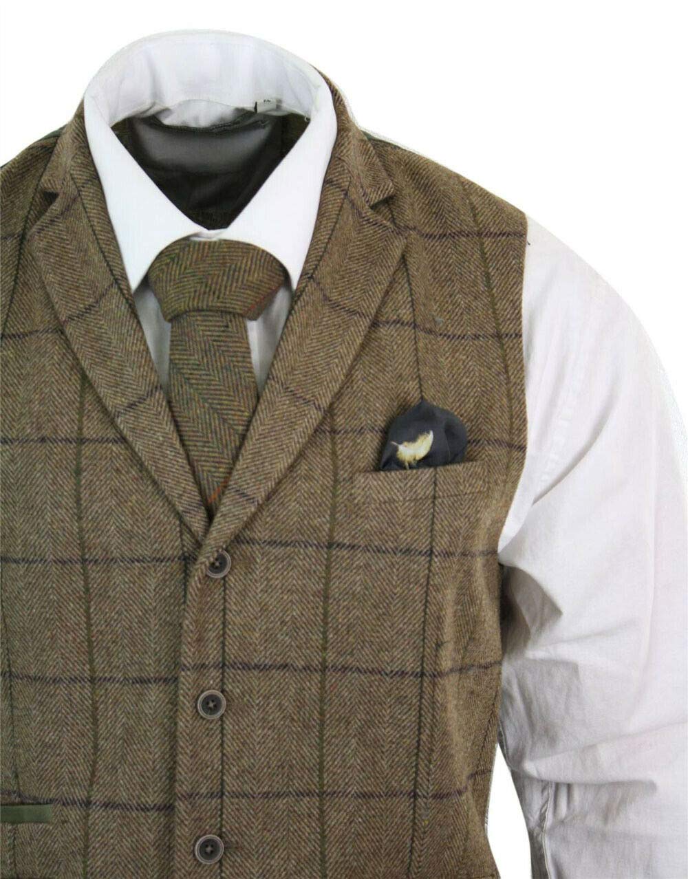 Uomo Completo da Uomo Smoking Vestito Scozzese 3 Pezzi da Uomo 2 Bottoni da Sposa