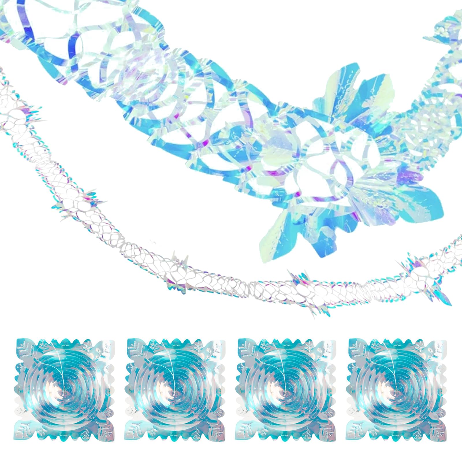 3M Iridescent Foil Christmas Ceiling Decorations Hanging Ornaments,4 PCS