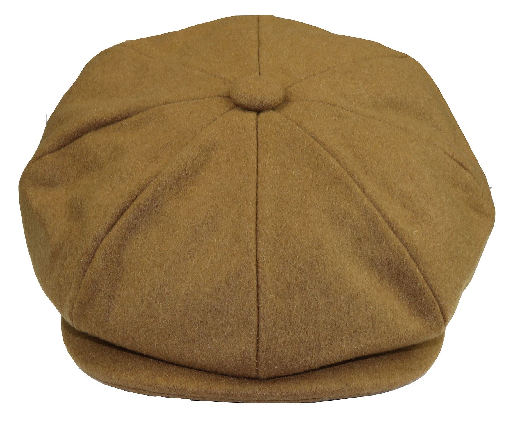 Truclothing Men's Camel Tweed Newsboy Cap Baker Boy Flat Grandad Hat 8 Panel Plain S