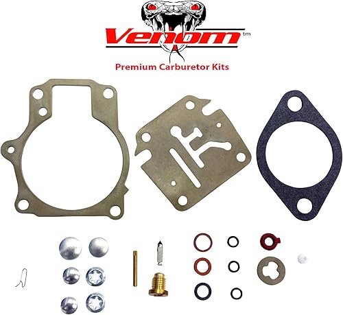 Miniatura 4 de Paquete de 2 (Twin) Kit de reparación de carburador de la marca Venom con flotador, compatible con motores fuera de borda Johnson Evinrude de 18,