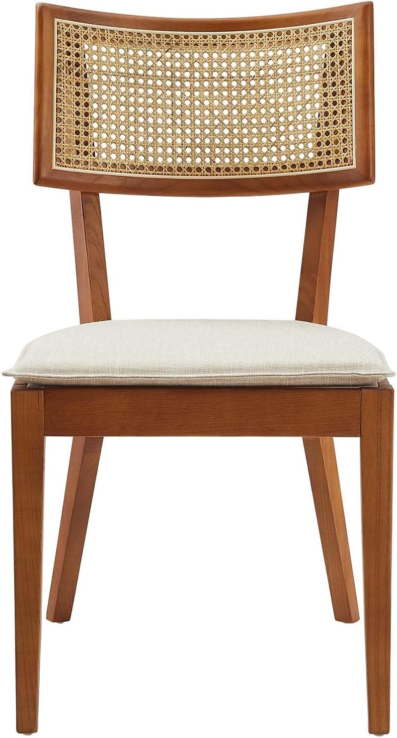 Modway EEI-6080-WAL-BEI Caledonia Fabric Upholstered Wood Dining Chair Set of 2, Walnut Beige