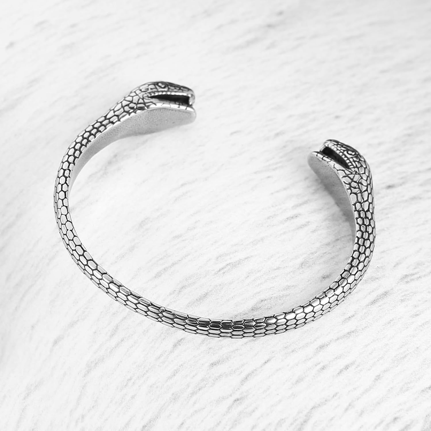 HZMAN Snake Cuff Bracelet for Men Gothic Punk Stainless Steel Double Snake Heads Cuff Bracelet Biker Bracelet Jewelry Gift - Image 5