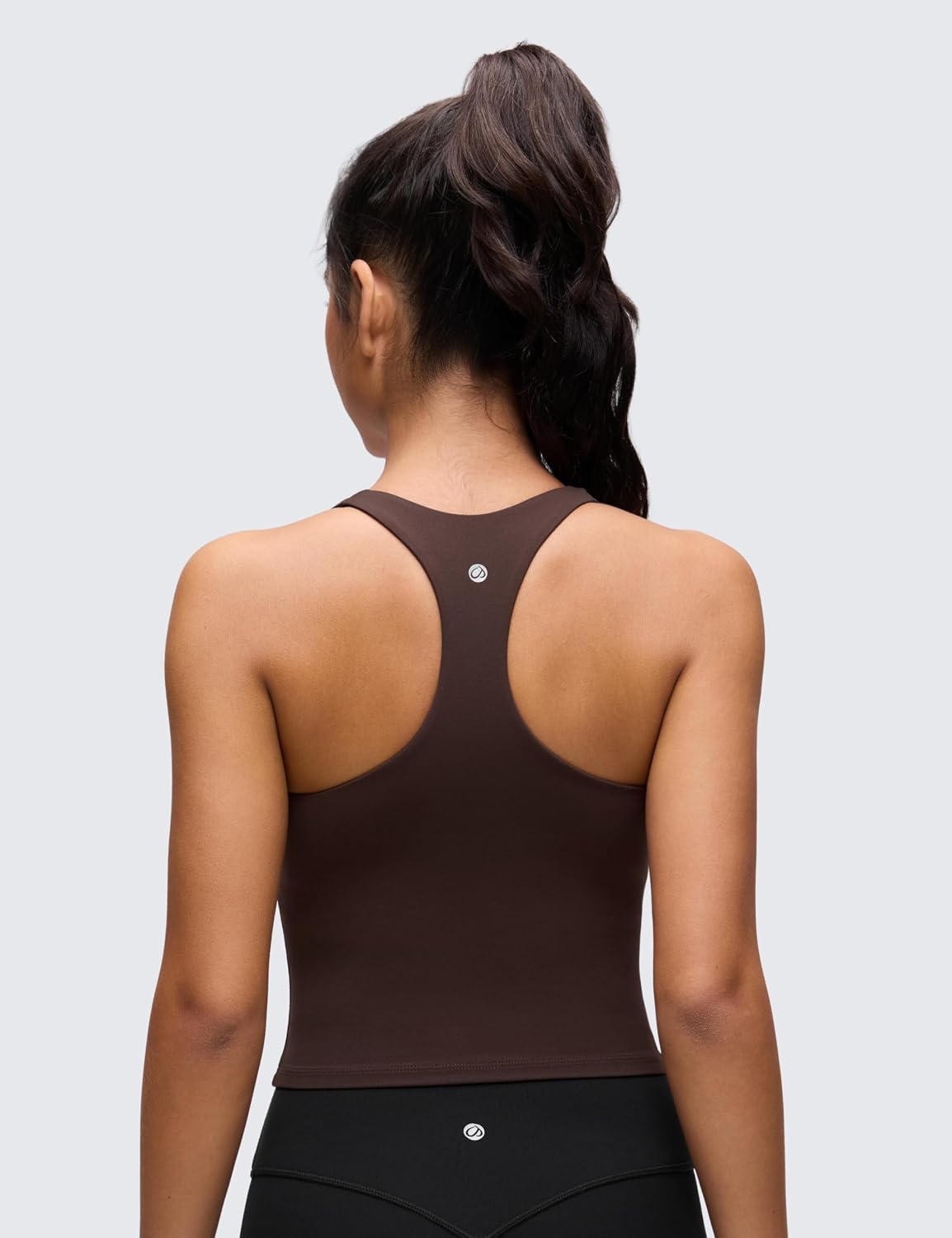 CRZ YOGA Butterluxe V Neck Crop Tank Tops for Women - Racerback Wireless Padded Yoga Longline Sports Bra