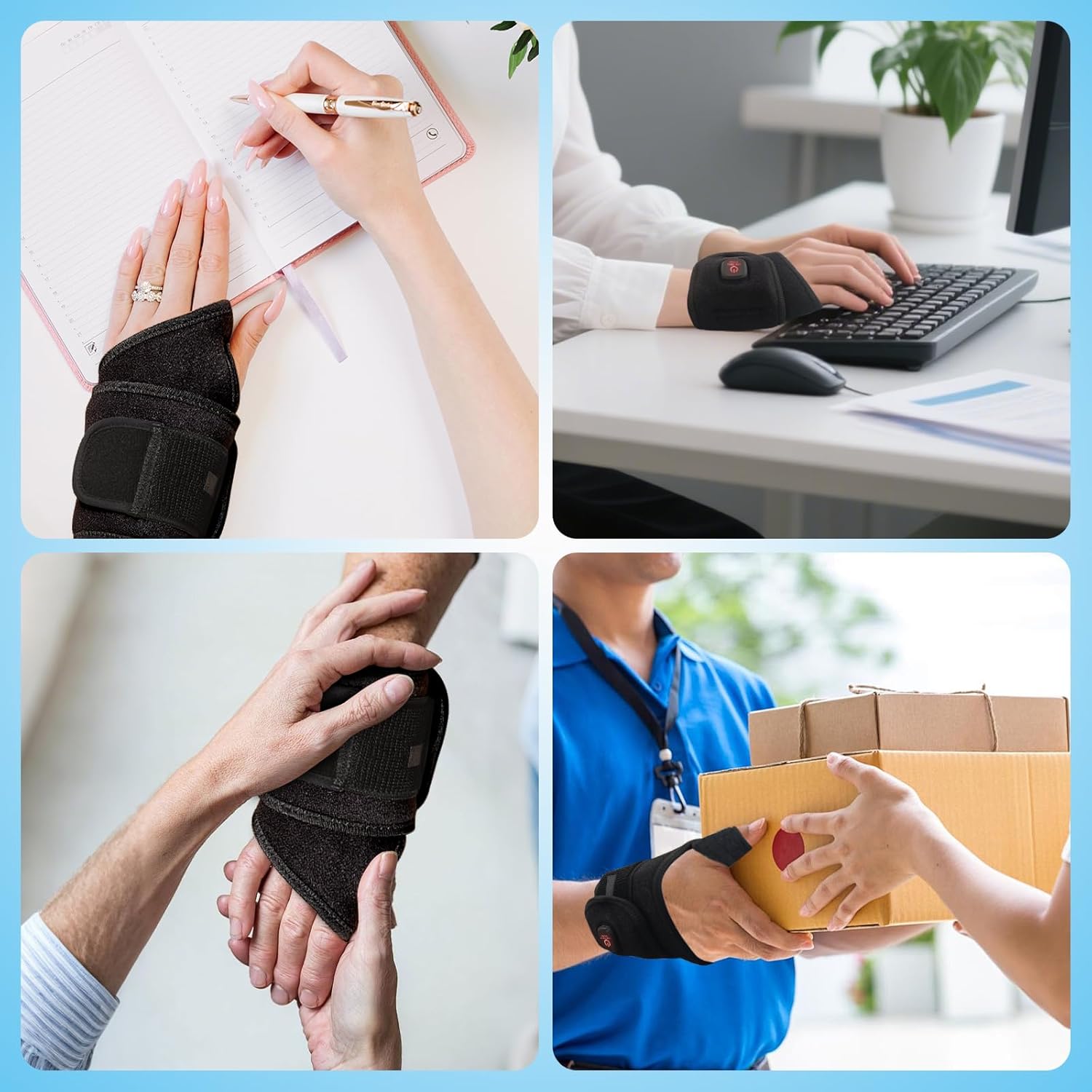 Wrist Heating Pad, Heated Wrist Wrap for Pain Relief, Heated Wrist Brace with 30 Mins Auto-Off, 3000mAh Battery, 3 Heating Modes(Black) - Image 5