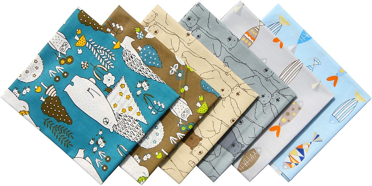 6PCS 20" x 22", 100% Cotton Fat Quarters Fabric Bundles, Quilting Fabric for Sewing Crafting (Multi-Colored E) image 2