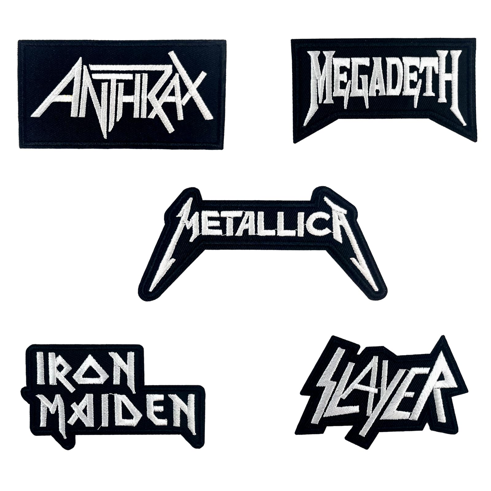 Masktore Thrash Metal Patches, Pack of 5 Band Patches, Rock Band Iron-On Patches