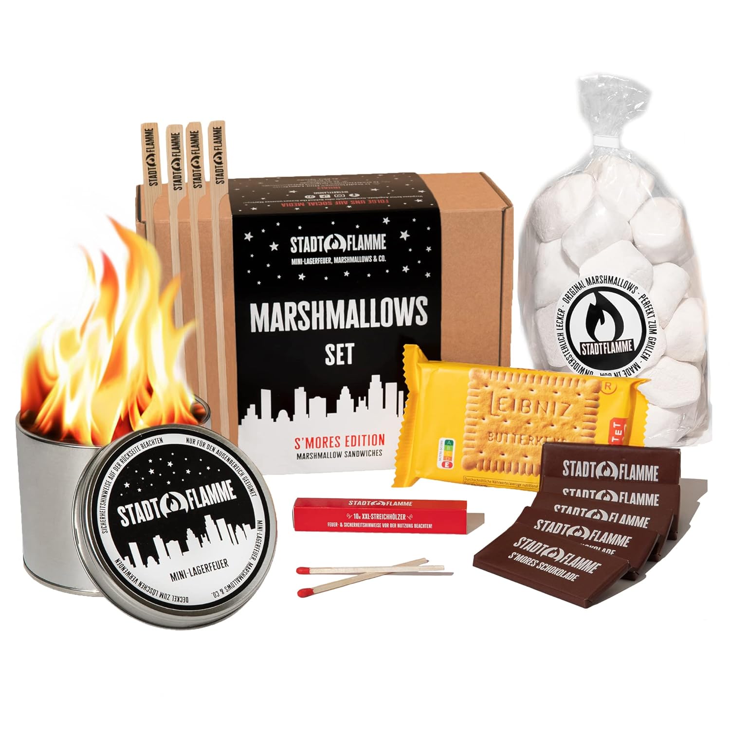Marshmallows Set Mini Lagerfeuer Geschenkset mit Marshmallows