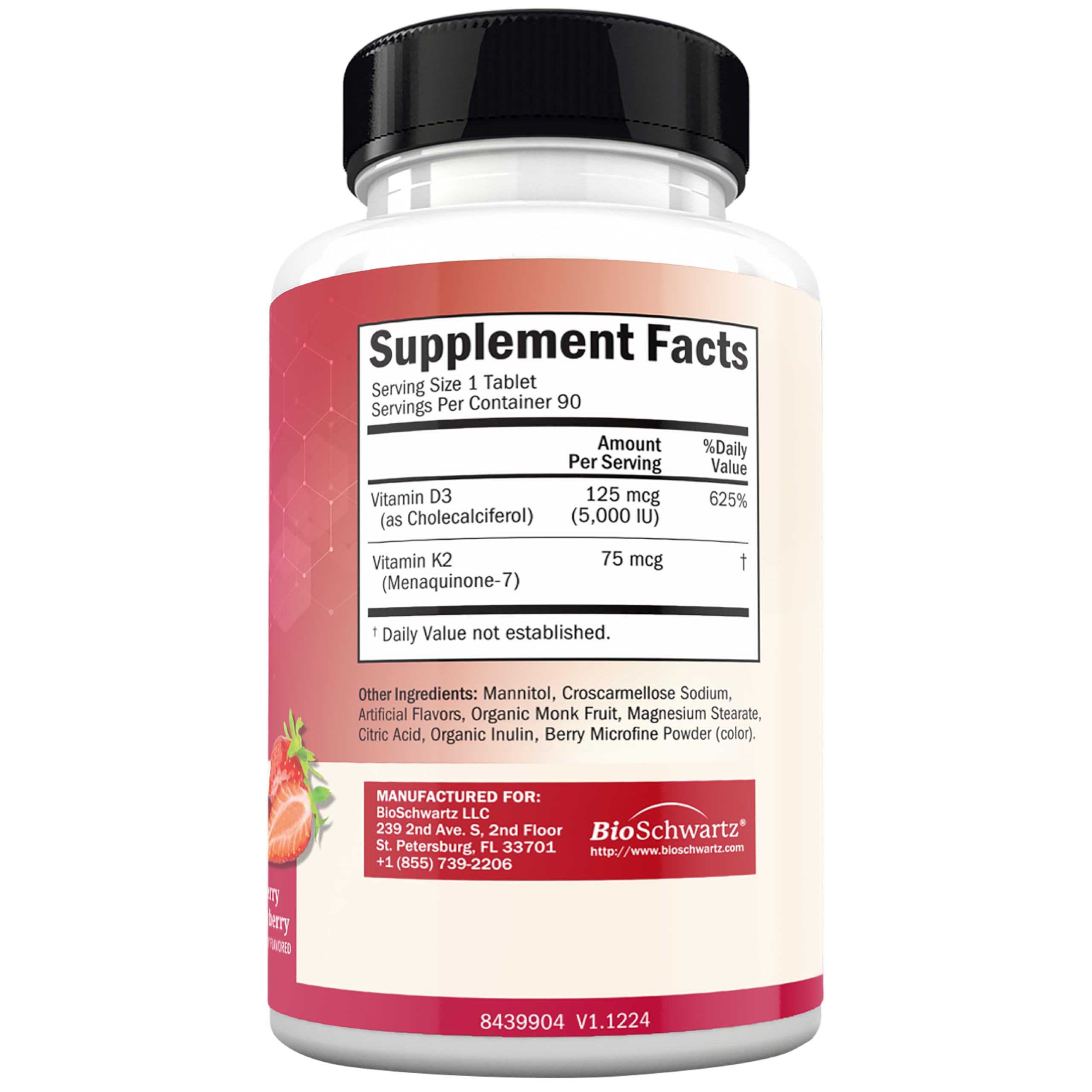 Bariatric D3 K2 Dissolvable Tablets - 90 Cherry-Strawberry Tablets — Amazon image 8
