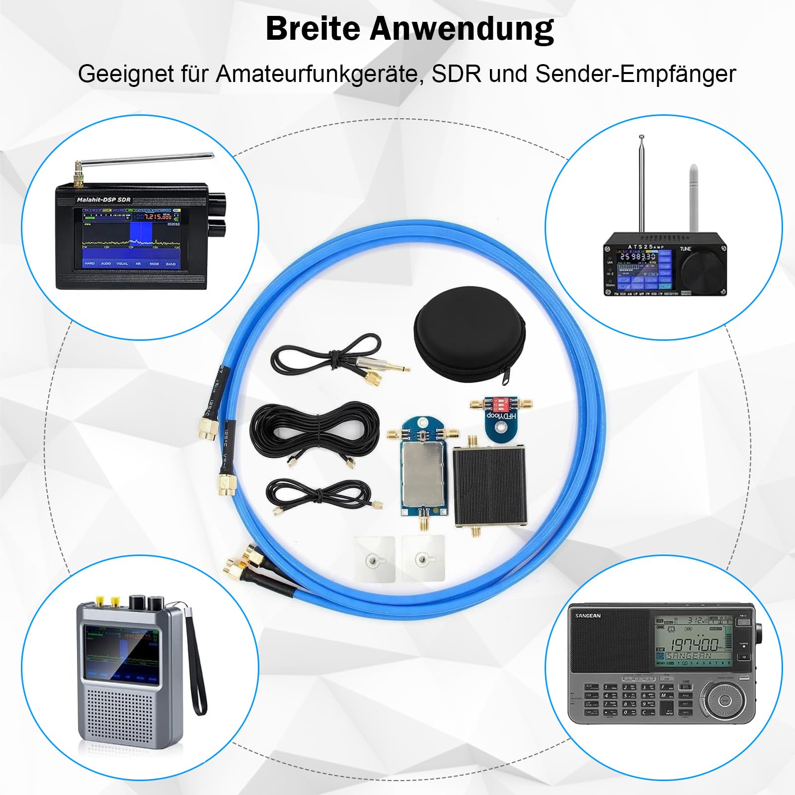 AURSINC Portable Active Loop Antenna - Kurzwellen-Antenne 50 KHz-500 MHz HF AM FM VHF UHF Magnetische Schleifenempfangsantenne für Amateurfunk (verbesserter Verstärker)