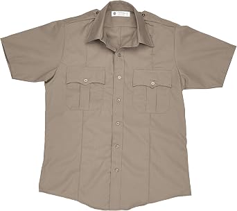 Liberty Uniform Mens Short Sleeve Police Shirt | 100% Polyester | Stain Repellent Uniform Apparel Silver Tan