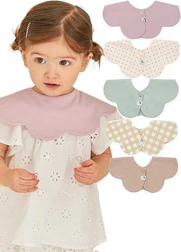 Konny Baberos para bebé, paquete de 5, rotación de 360, suave y absorbente, bandana para niños y niñas, esenciales para bebés