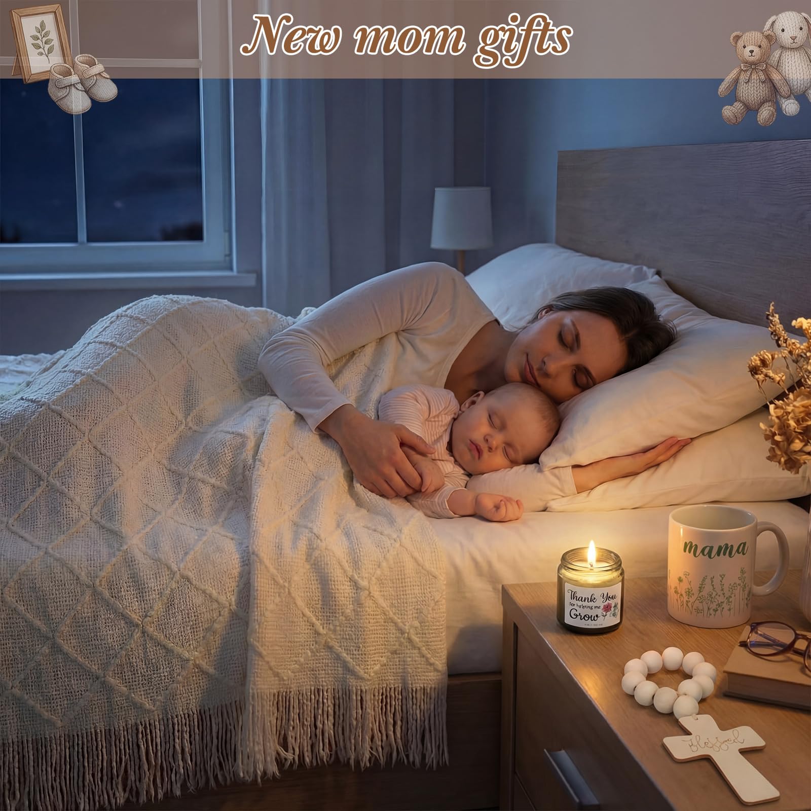 Pacchetto per la cura della mamma dopo il bambino, set regalo per la gravidanza per la mamma in attesa con coperta, tazza per mamme per essere baby shower primo giorno della mamma donne