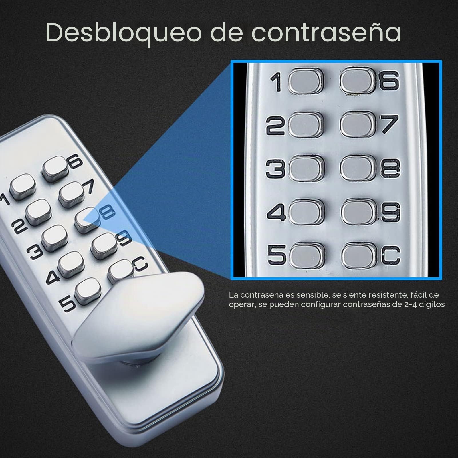 Cerradura de contraseña mecánica Multifuncional Impermeable A prueba de fuego Aleación de zinc Cerradura codificada sin llave inteligente Conjunto Cerradura de puerta combinada para oficina en casa