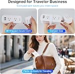VYLEE Power Strip European Travel Plug Adapter, EU/UK/US Travel Plug Adapter, 2 AC Outlets, 3 USB Ports (1 USB C), 5ft Wrapped Around Extension Cord, Universal Travel Adapter