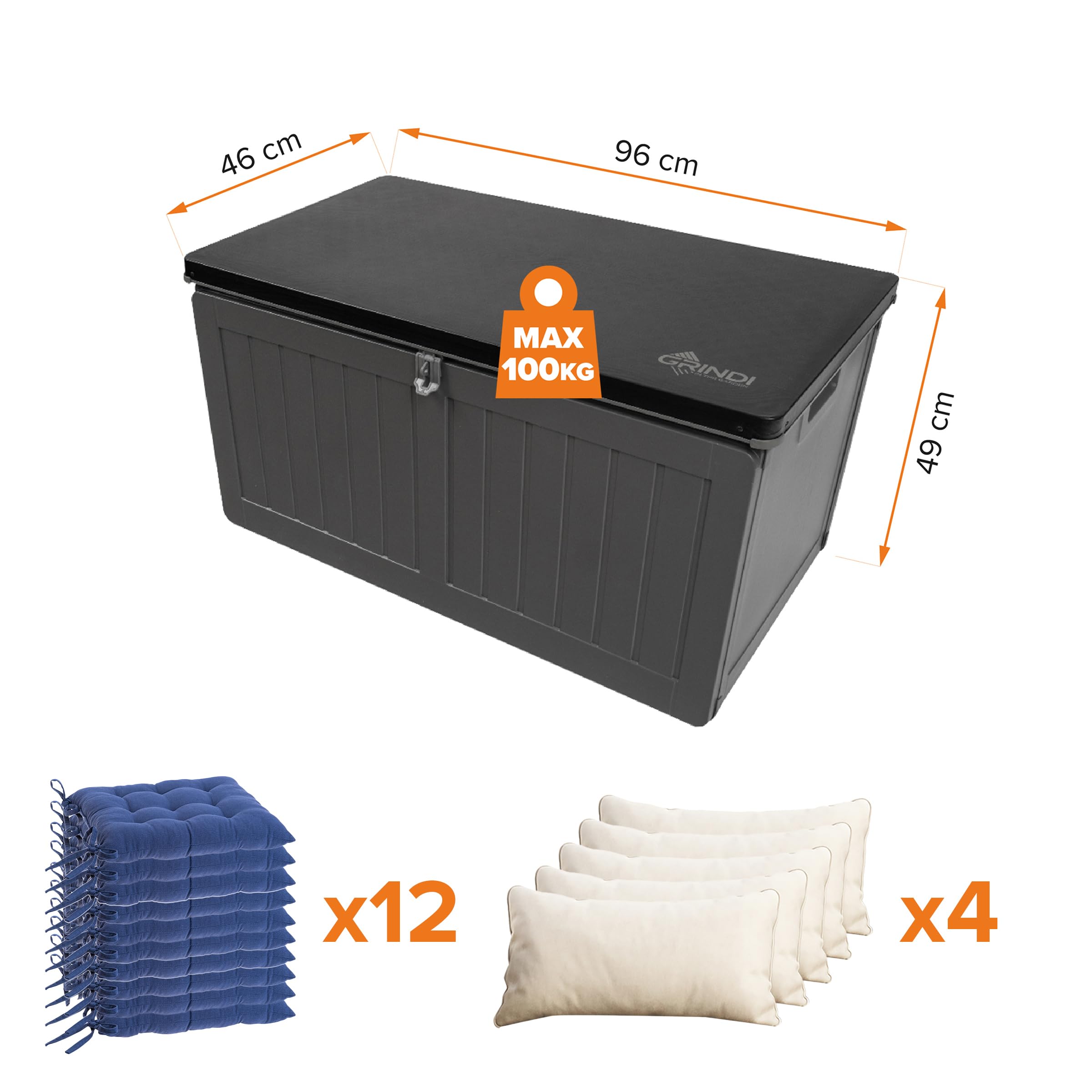 Grindi - Gartenbox 190 L - Auflagenbox wasserdicht Morus - Aufbewahrungsbox mit Deckel Garten - Kissenbox Outdoor wasserdicht - Geräteschuppen - Balkonmöbel - Gartenmöbel - Garten Zubehör
