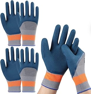 MAKINGTEC Gardening Gloves, 3 Pairs Large Strong Grip Nitrile Coated Safety Work Gloves for Builder/Gardener/Mechanic/Construction/Warehouse for Women and Men