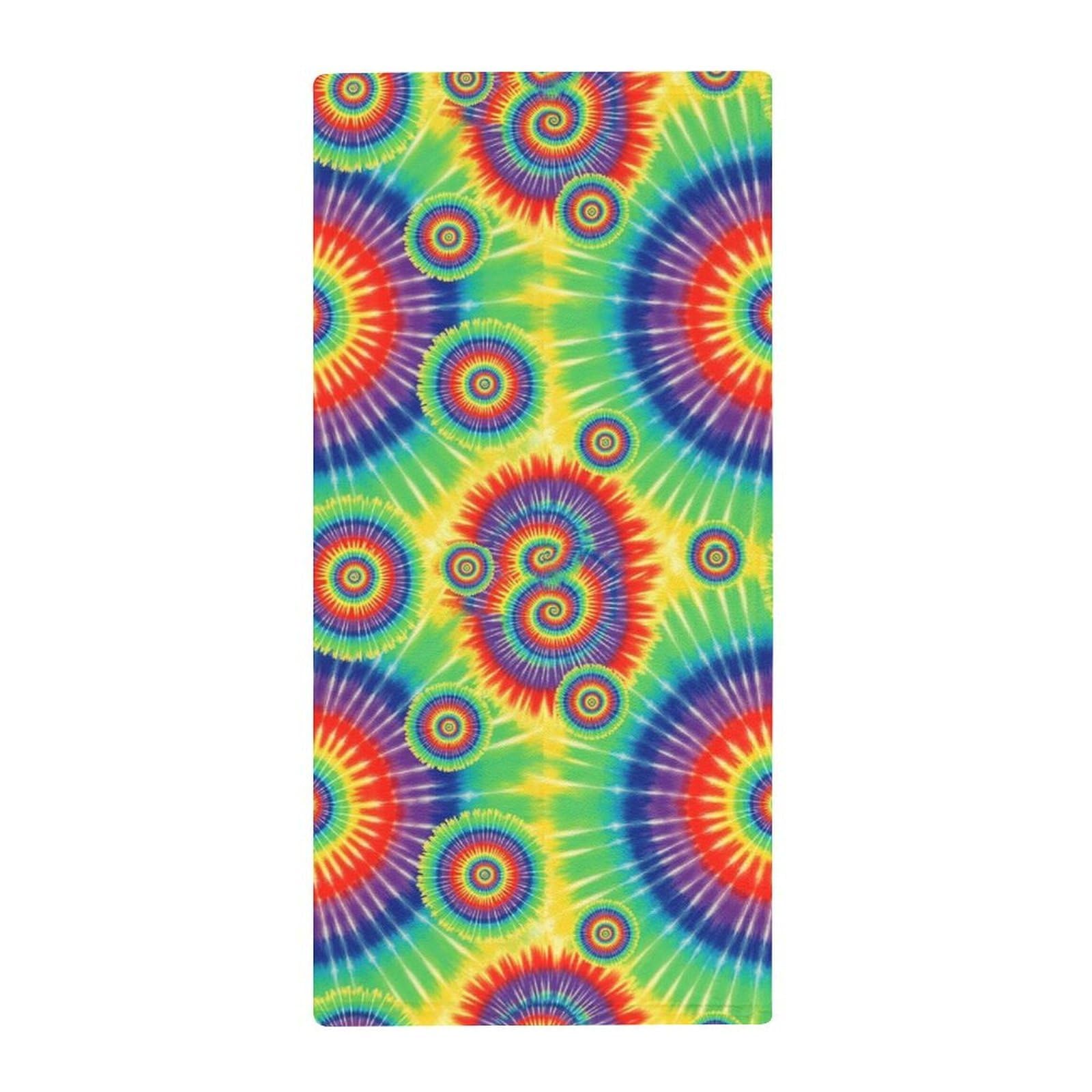 Anceky Luxury Guest Face Towels, Tie Dye Rainbow Peace Soft Absorbent Hand Towels for Hotels, Bathrooms & Spa Decoration