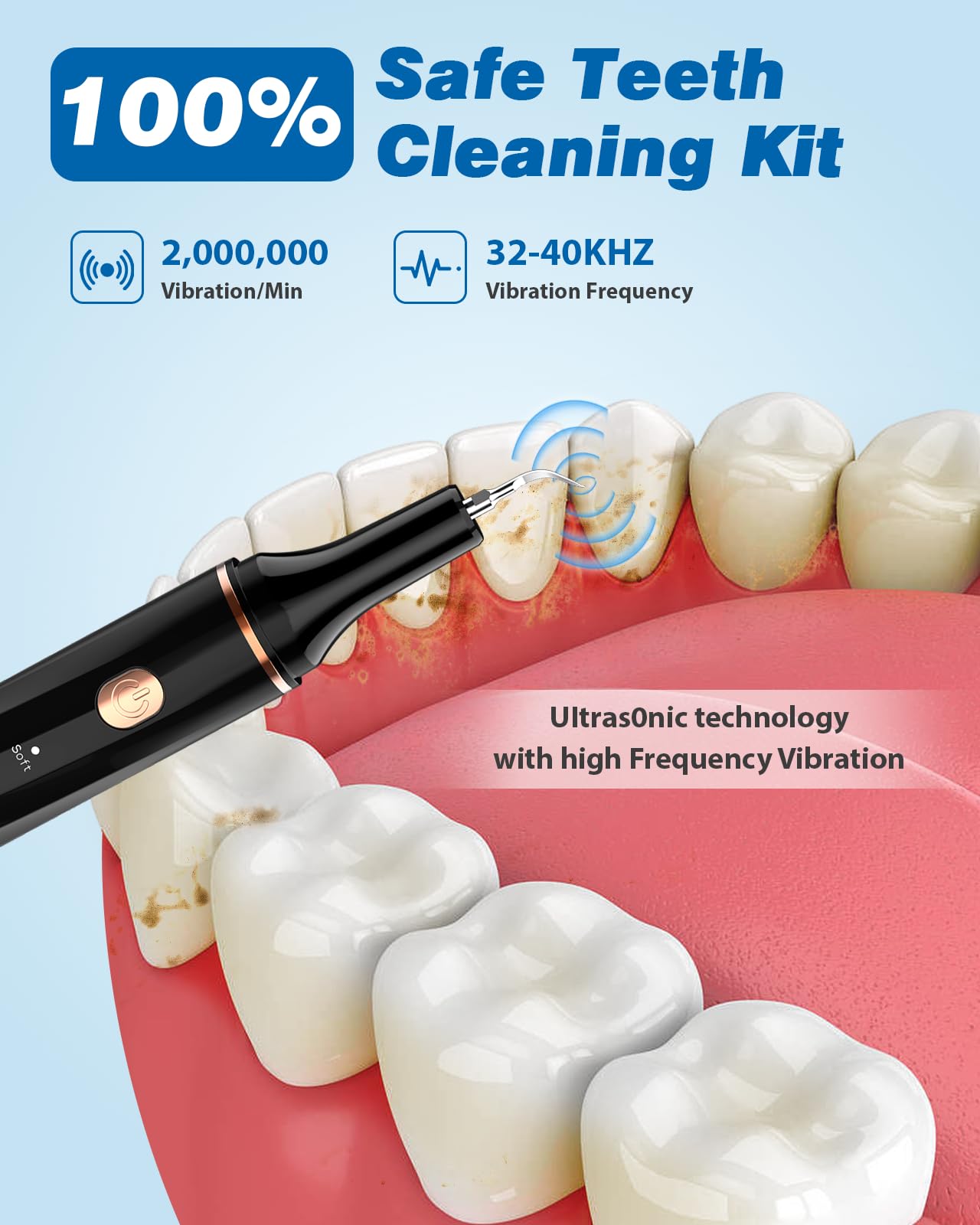 Kit Pulizia Denti Tartaro, Kit Pulizia Denti Animali Domestici, 5 modalità di Spazzolino Denti Cane, Pulizia Denti tartaro con 4 Teste Intercambiabili Per Spazzolare il Tartaro da Persone e Animali