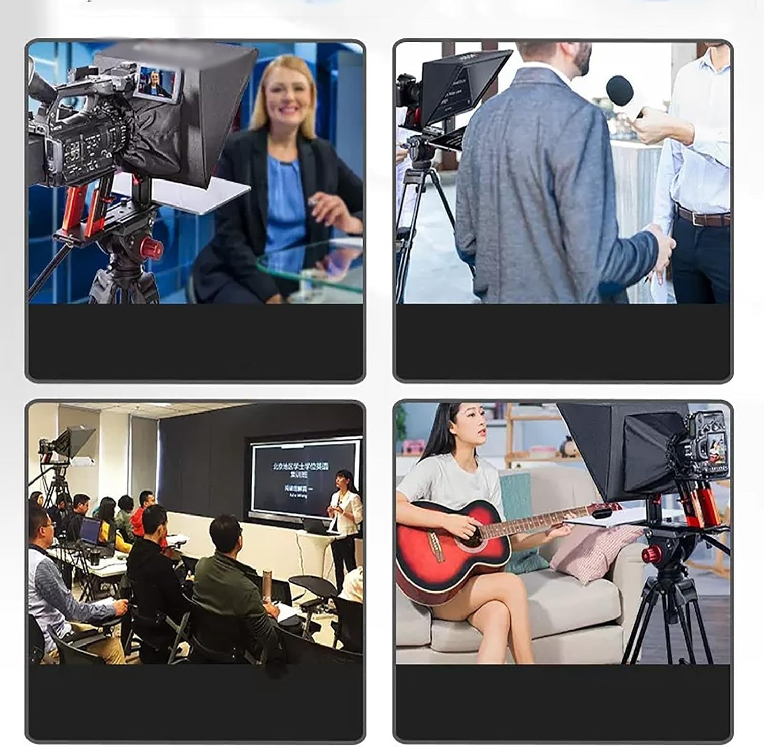 TP150 Teleprompter, 15 Inch Prompter for Tablet DSLR Camera, 150 Degree Shooting Wide Angle, with Removable Sun Hood, for Online Teaching, Speeches, Live Video Recording