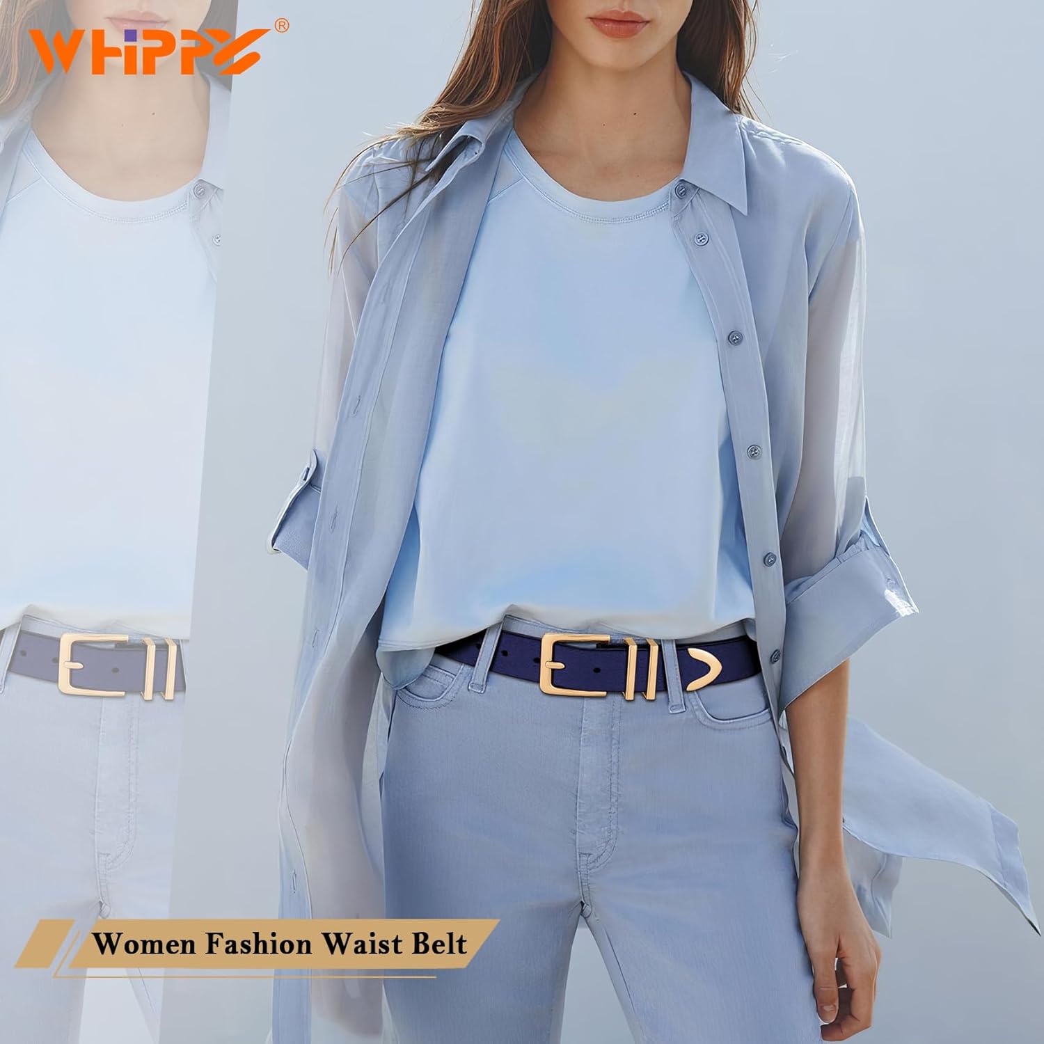 WHIPPY Women Suede Belt with Gold Buckle Fashion Ladies Casual Waist Belt for Jeans Pants - Image 4