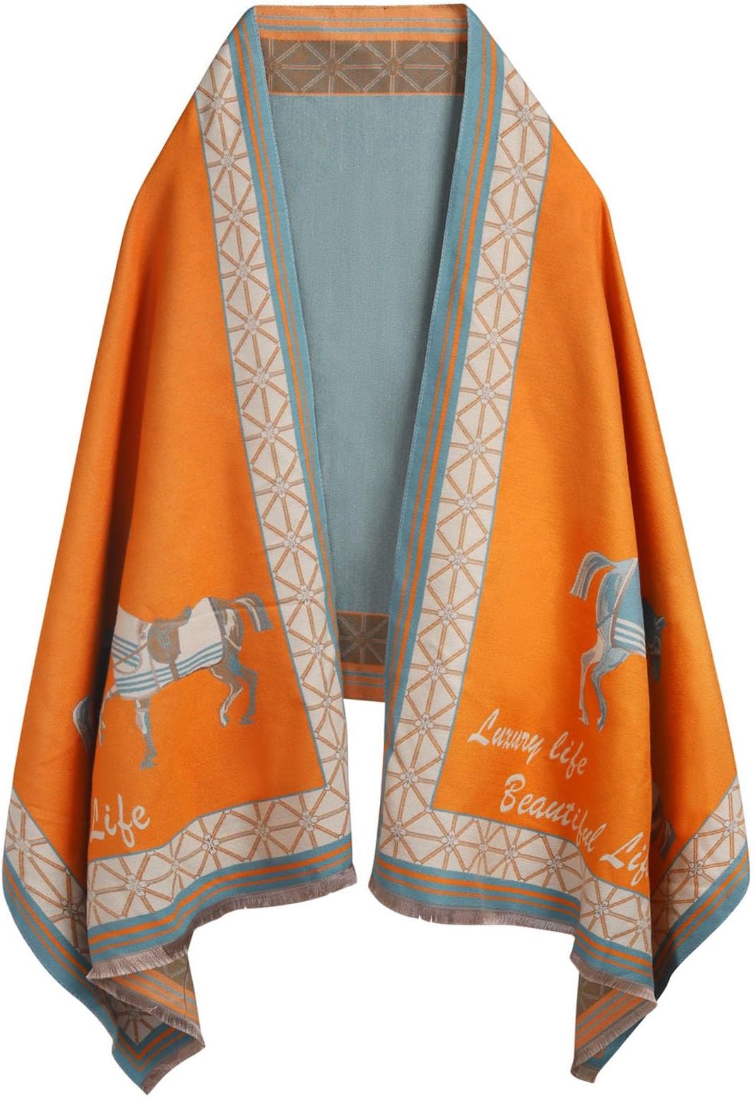 EXTREE Scarfs for Women Pashmina Silky Shawl Wrap for Evening Dressing Blanket Open Front Poncho Cape
