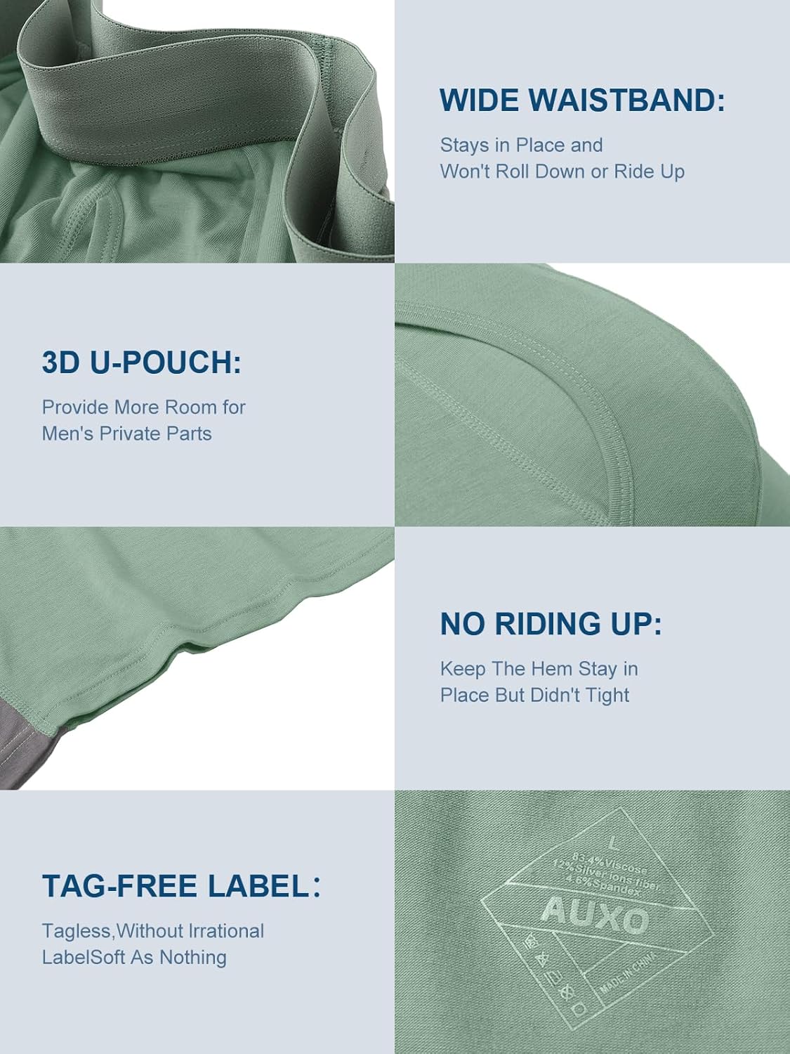 Auxo Mens Boxer Briefs Underwear Modal Breathable No Riding Up Moisture Wicking 4 Pack - Image 4