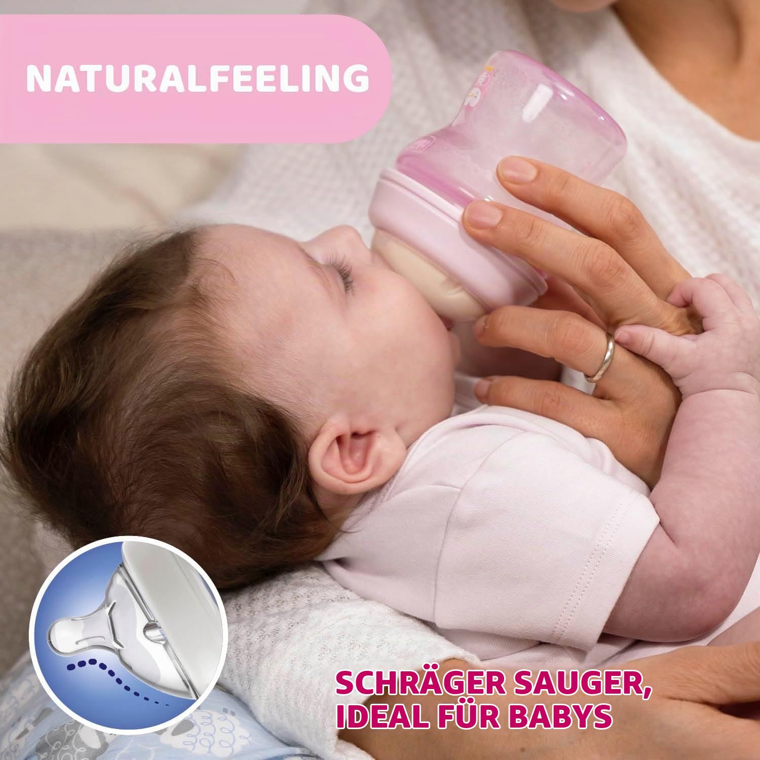 Chicco Natural Feeling Anti-Kolik Babyflasche für 2+ Monate, 250 ml, mit Weichem Silikonsauger und Doppelventil… – Ansicht 2