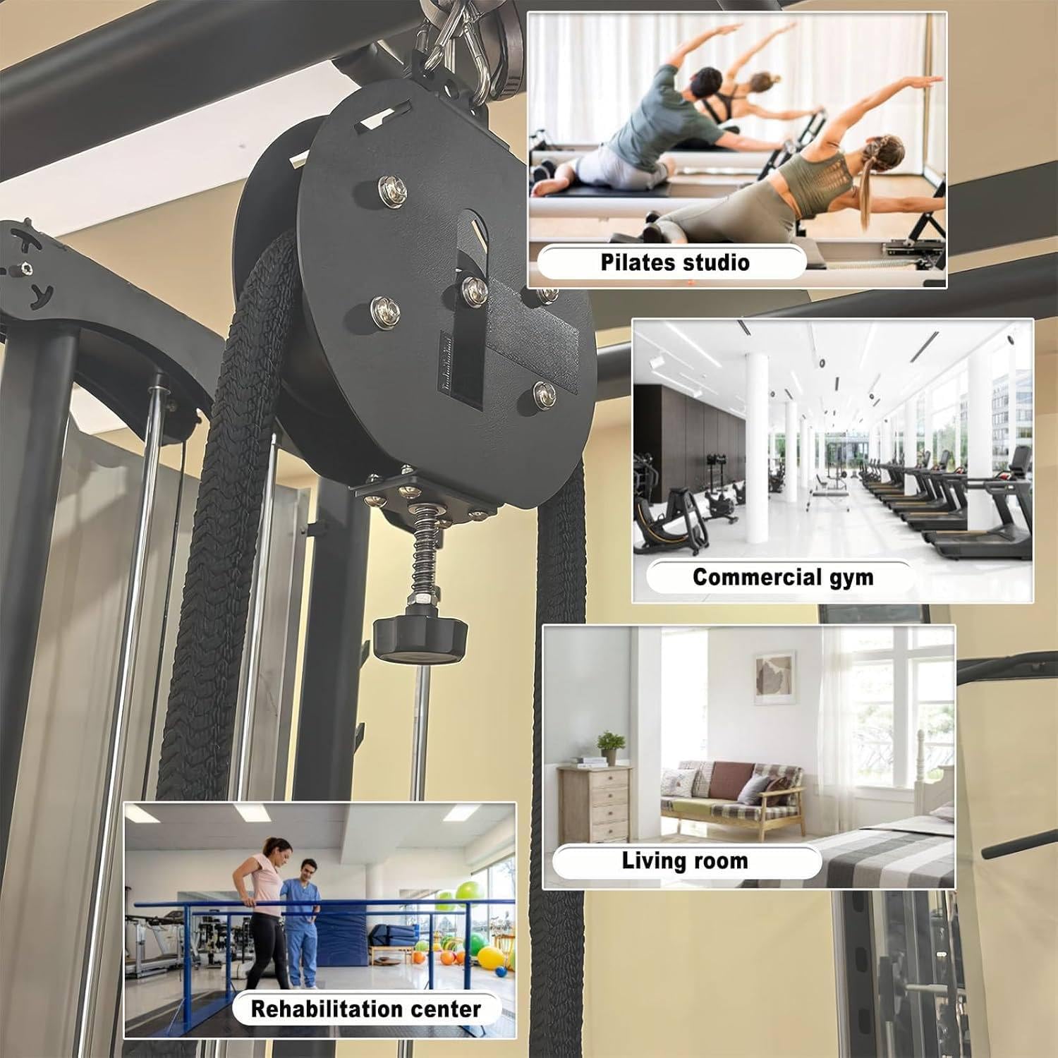 Sistemas portátil de poleas de Cuerda sin Fin, máquina de Entrenamiento de Resistencia para Uso doméstico o Comercial, Carga máxima de 30 kg, Peso de Solo 7,6 kg