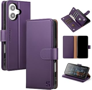 Shieldtop for iPhone 17 Wallet Case with Card Holder,Dark Purple
