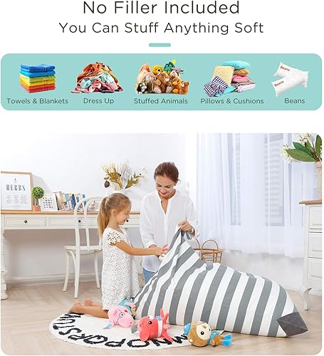Miniatura 2 de Aubliss - Sillón puf para almacenamiento de animales de peluche, adecuado para niños, niñas y adultos, sólo incluye la funda de puf, con cremallera
