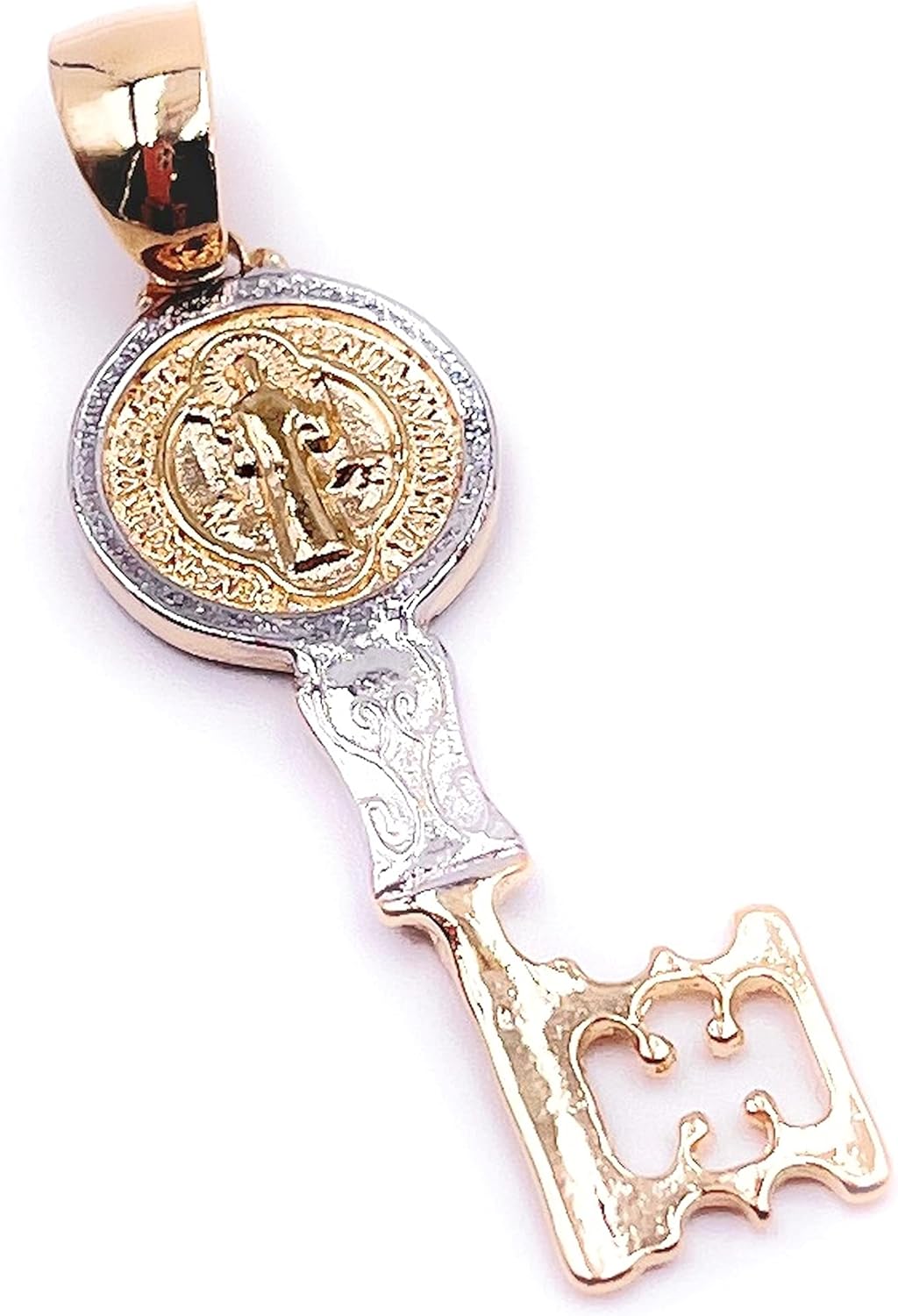 Saint Benedict Gold and Silver Plated 1.6 Inches Key Unisex Ball Chain