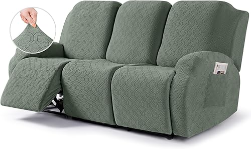 Vista 105 de VANSOFY Funda para silla reclinable, 3 piezas, fundas elásticas para silla reclinable, funda suave para silla reclinable, protector de muebles