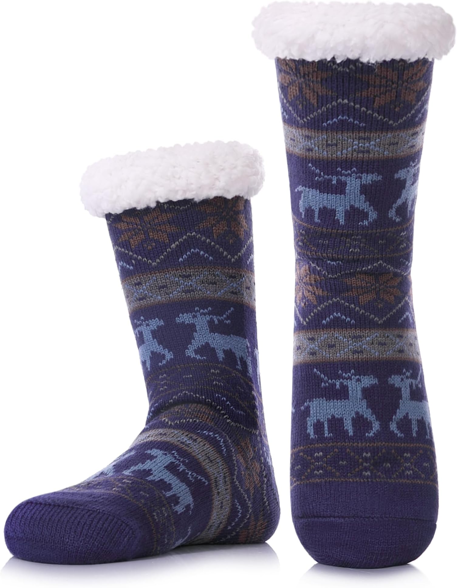 DYW Mens Fuzzy Slipper Socks Warm Thick Heavy Thermal Fleece lined Fluffy Winter Non Slip Socks