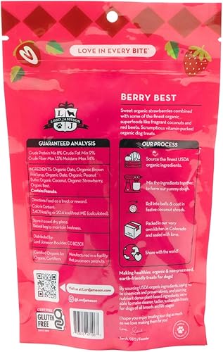 Miniatura 2 de Lord Jameson Berry Best - Golosinas orgánicas suaves y masticables para perros, fresas y remolachas, sin gluten, sin conservantes, certificado