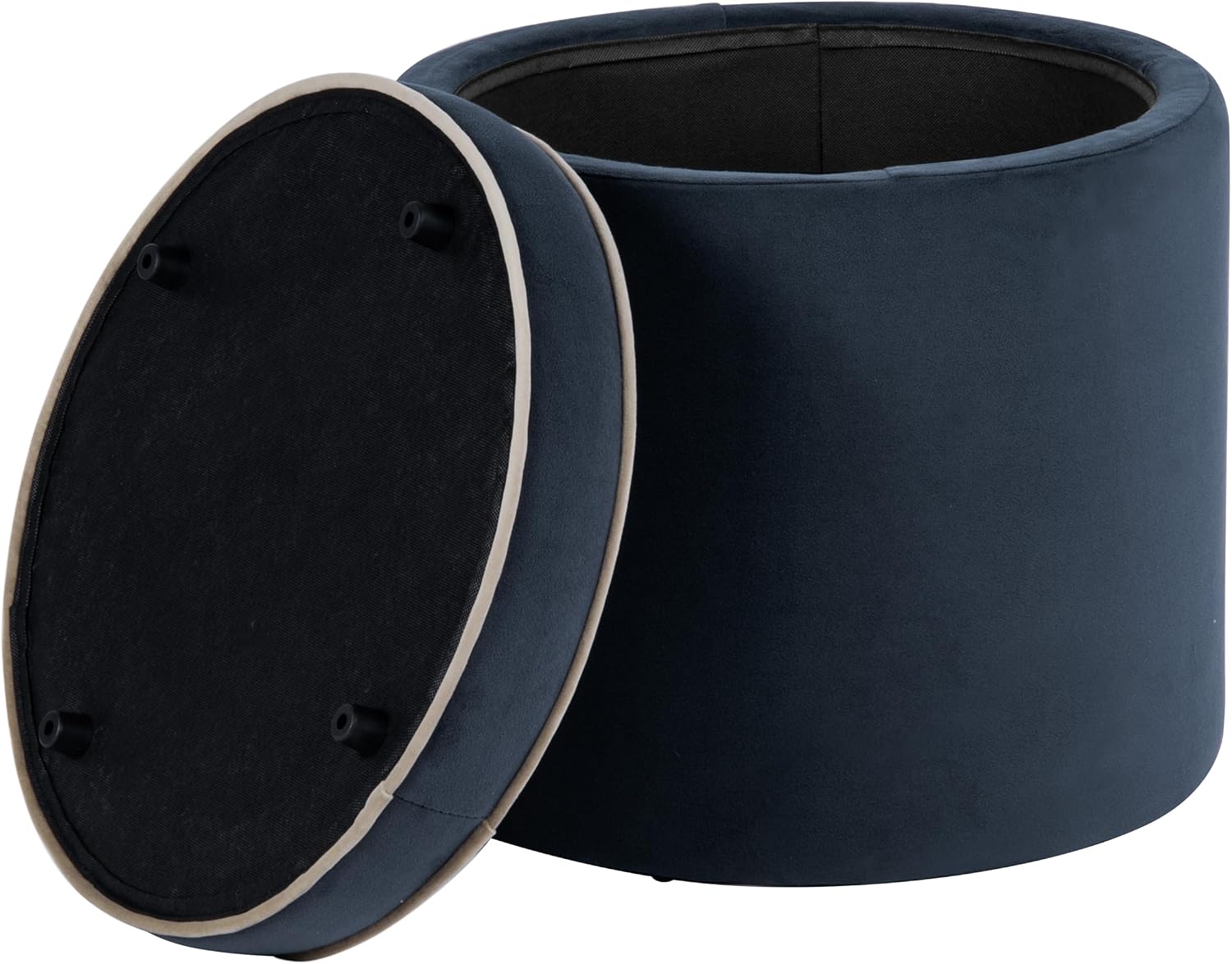 Spatial Order 18" Velvet Storage Ottoman with Lift-Off Lid - Blue Velvet