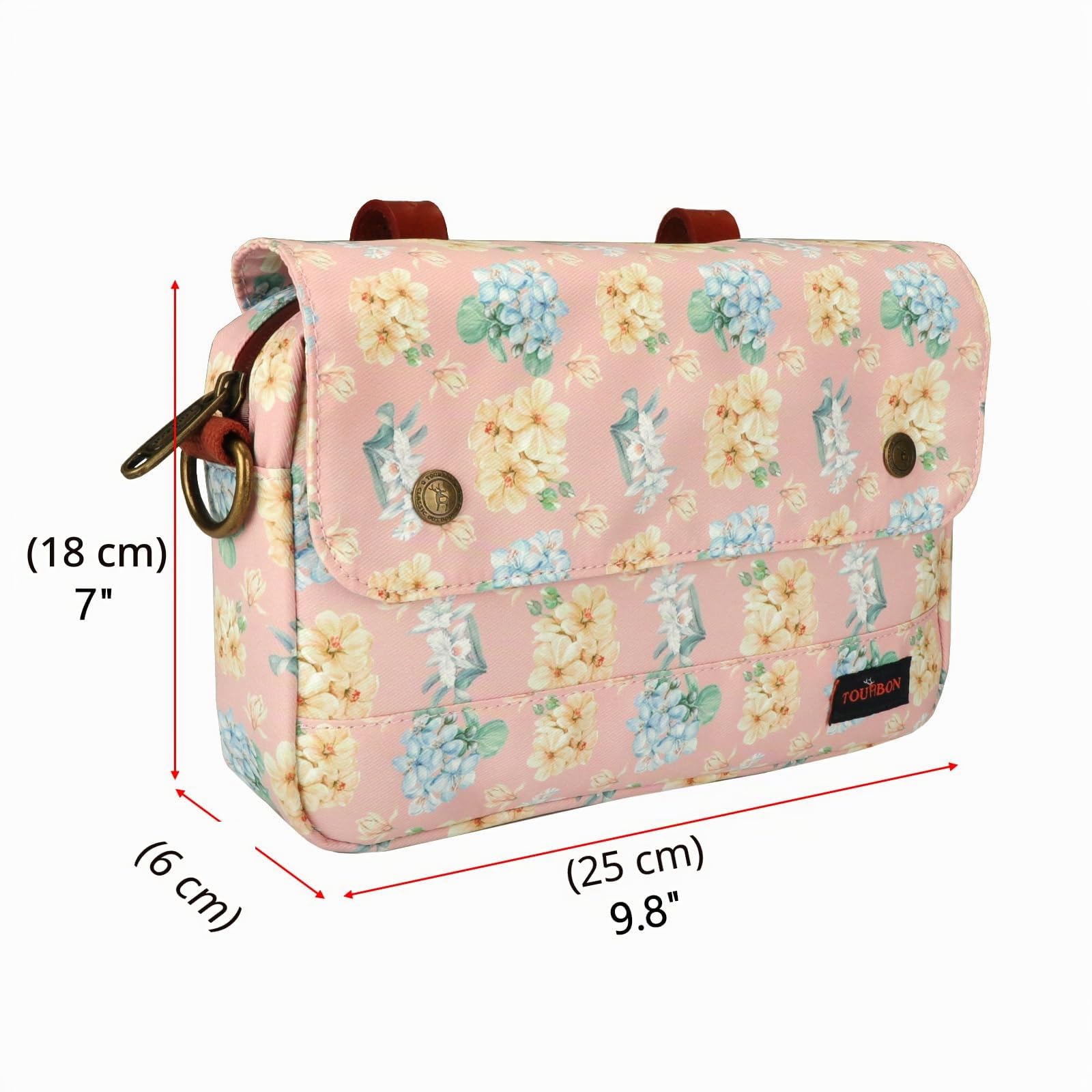 TOURBON - Borsa da manubrio in tela impermeabile, motivo floreale
