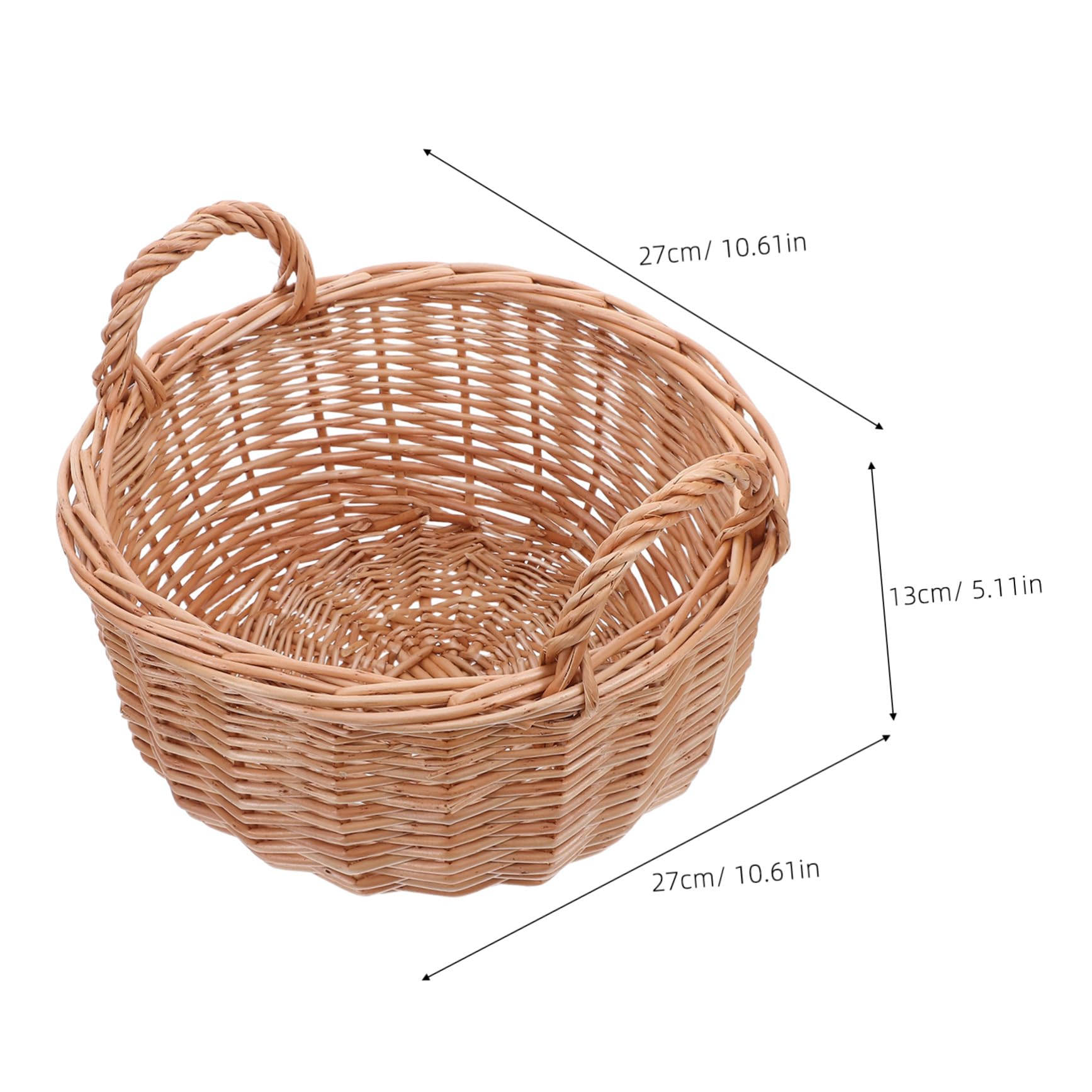 LIFKOME Cesta Redonda de Mimbre con Asas Bandeja Tejida Mano para Servir Pan Verduras y Snacks Organizador Rústico de Ratán para Cocina y Comedor