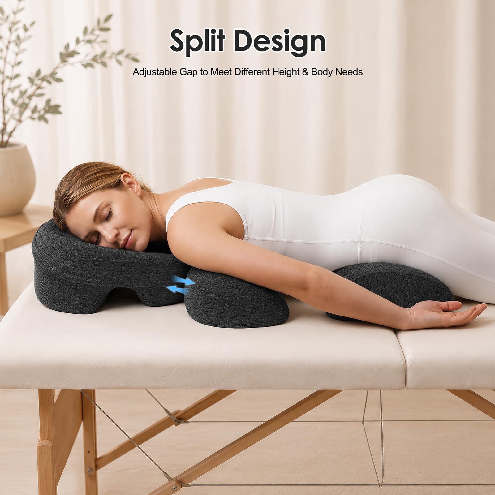 Massage Kopfstütze für Bett mit Brust & Bauchkissen – Memory-Schaum Set, Ergonomisch für Frauen, Atmungsaktiv & Waschbar, inkl. Aufbewahrungstasche, für SPA, Salon & Zuhause | Massage Brustkissen & Gesichtskissen Set