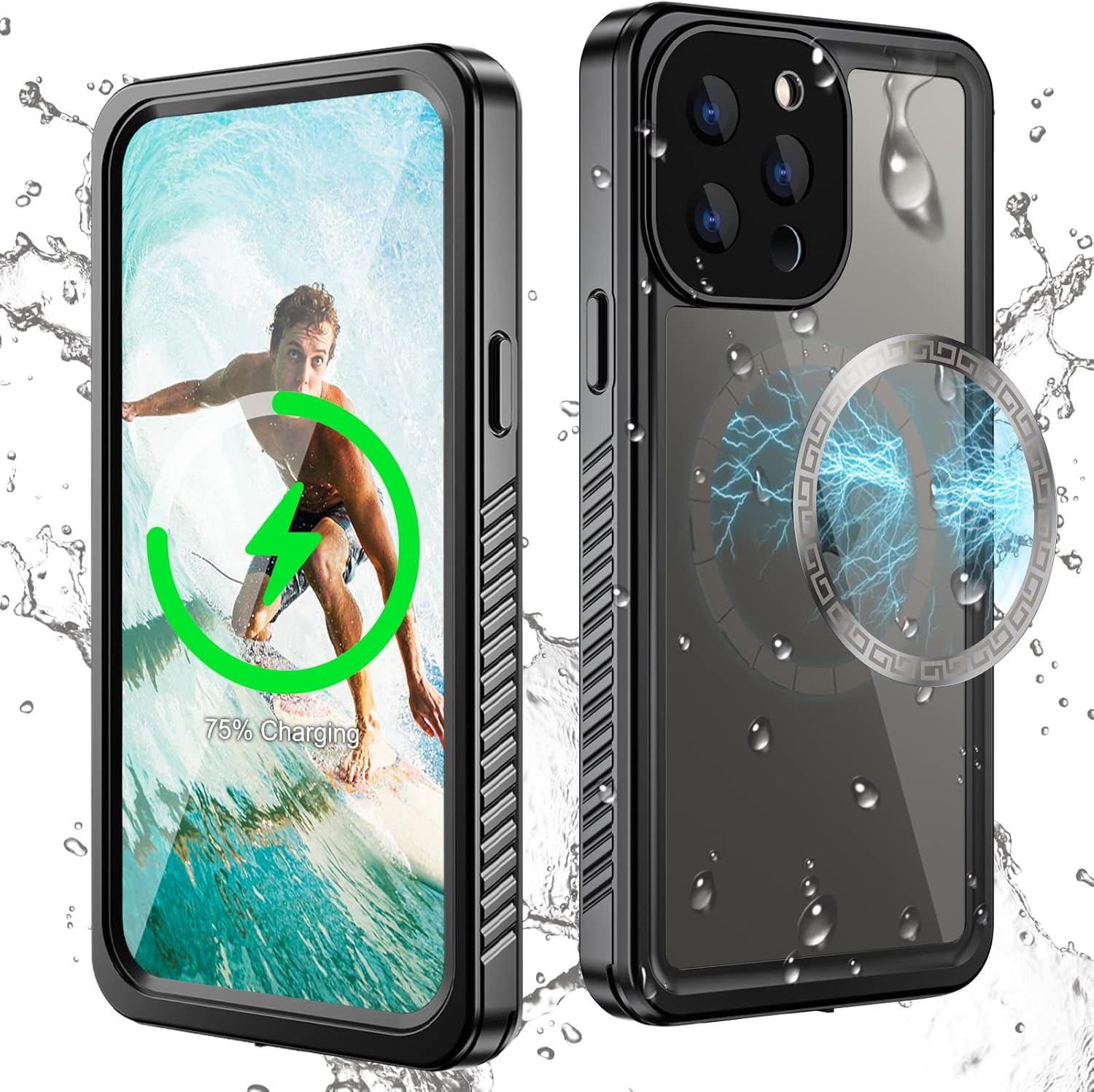 WIFORT Magnetic for iPhone 12 Pro Waterproof Case - [Certified Water Proof & Military Protection] with [Built-in Screen Protector], Full Body Shockproof Phone Case Cover for iPhone 12 Pro 6.1"