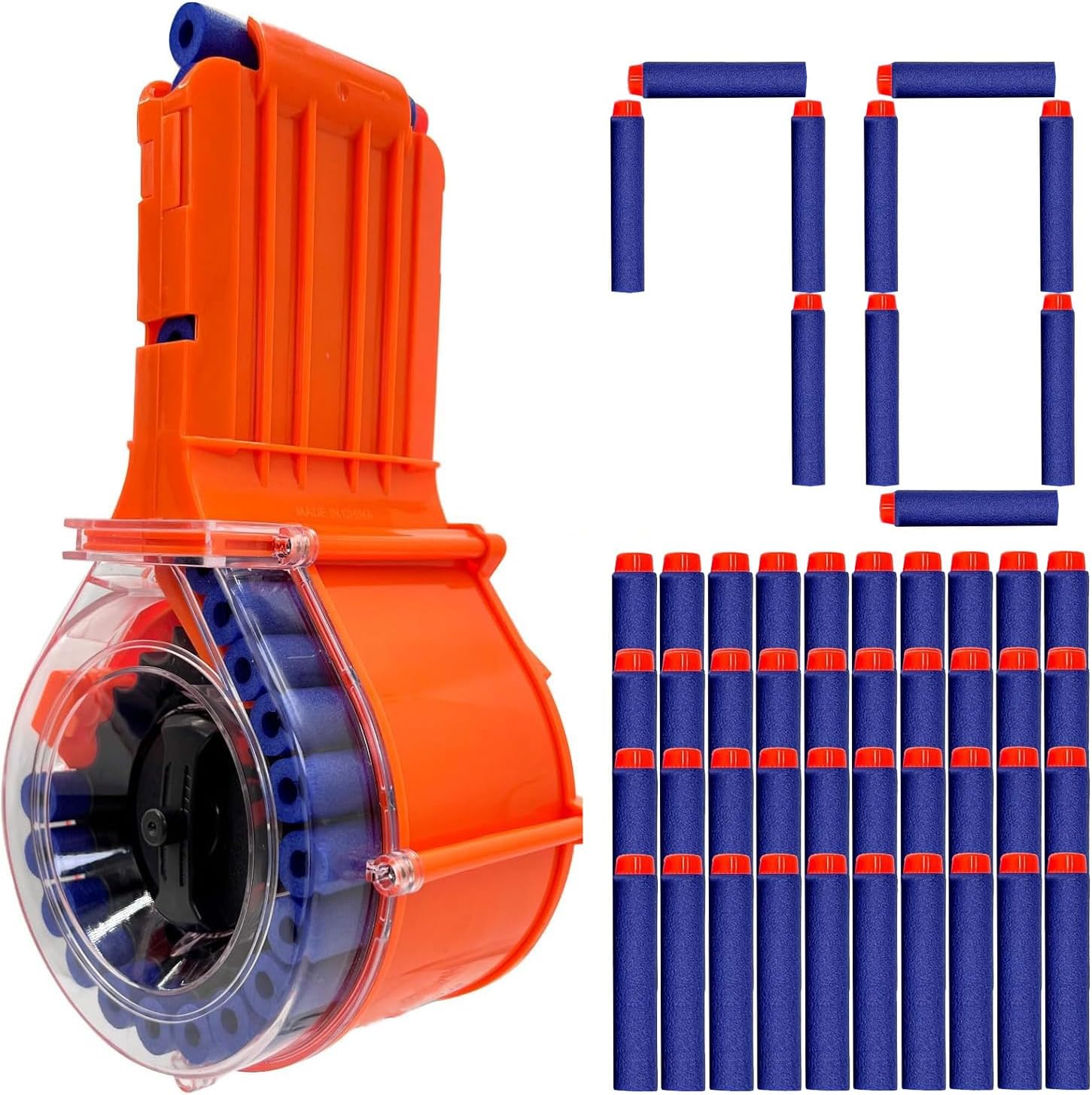25-Round Drum Magazine with 70 Refill Darts Enhanced Performance Accessory Compatible with Nerf N-Strike Elite Series Blasters (Compatible with Elite Darts)