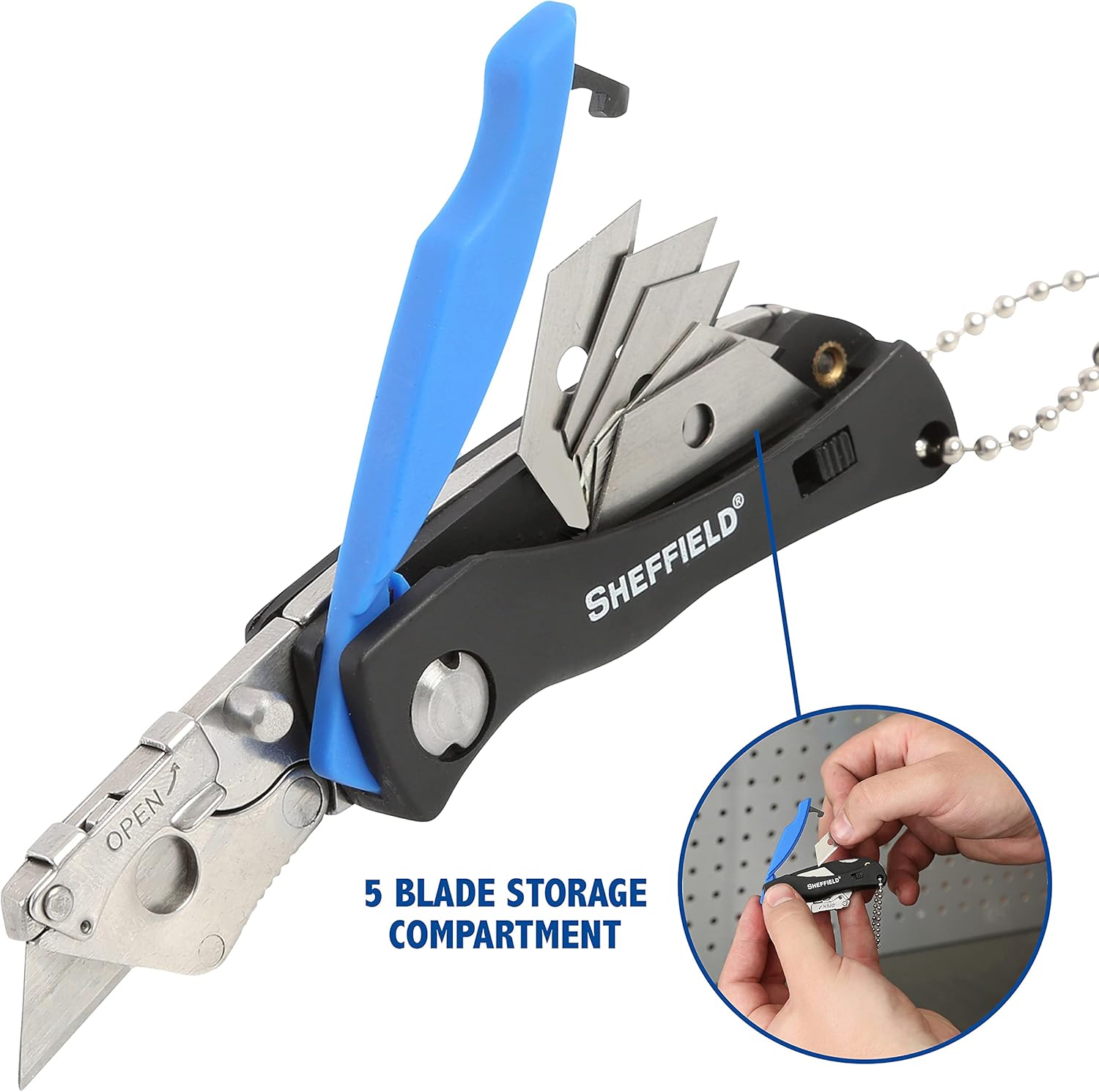 Sheffield Mini Box Cutter, Mini Utility Knife Aluminum Handle, Accepts Mini Utility Blades, Keychain Knife for Home, Office, Trades, and Warehouse