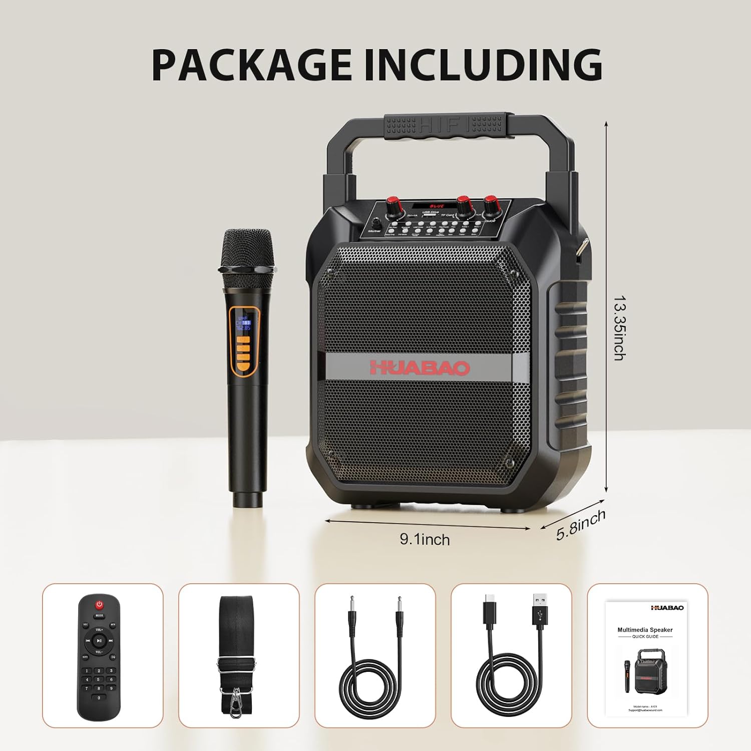 Karaoke Machine with Wireless Microphone, Portable Bluetooth Speaker for Adults & Kids, PA System with Remote Control, TF Card, USB, FM, AUX for Party, Home & Outdoor