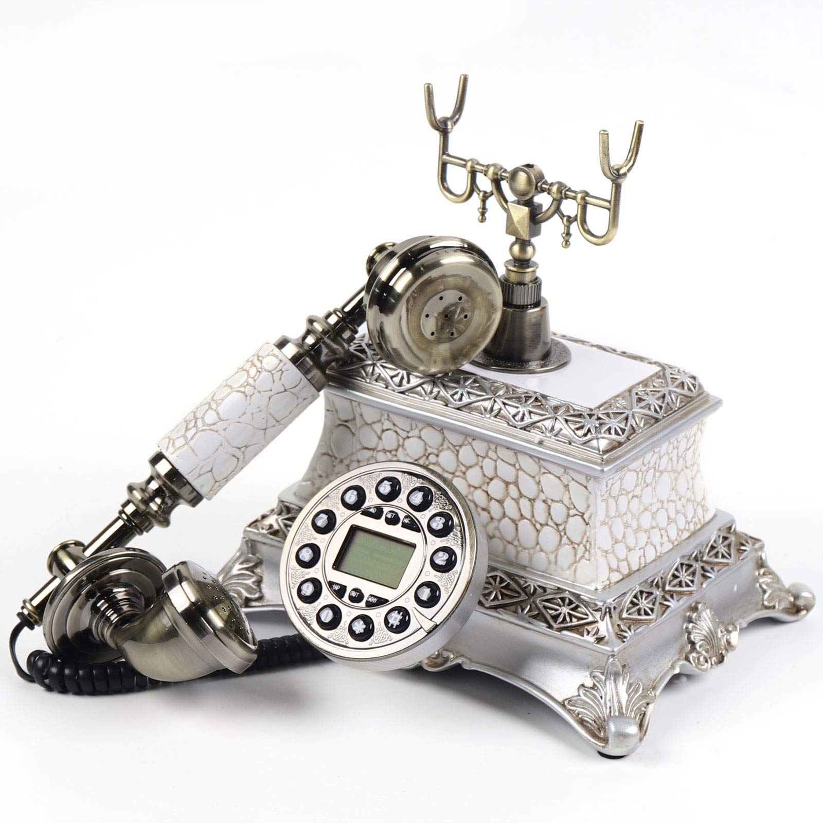 Antyczny nostalgiczny telefon stacjonarny YUNRUX Retro telefon tarczowy telefon przewodowy telefon retro telefon stacjonarny biurko telefon domowy dekoracja stołu telefon ze sznurkiem telefon z tarczą