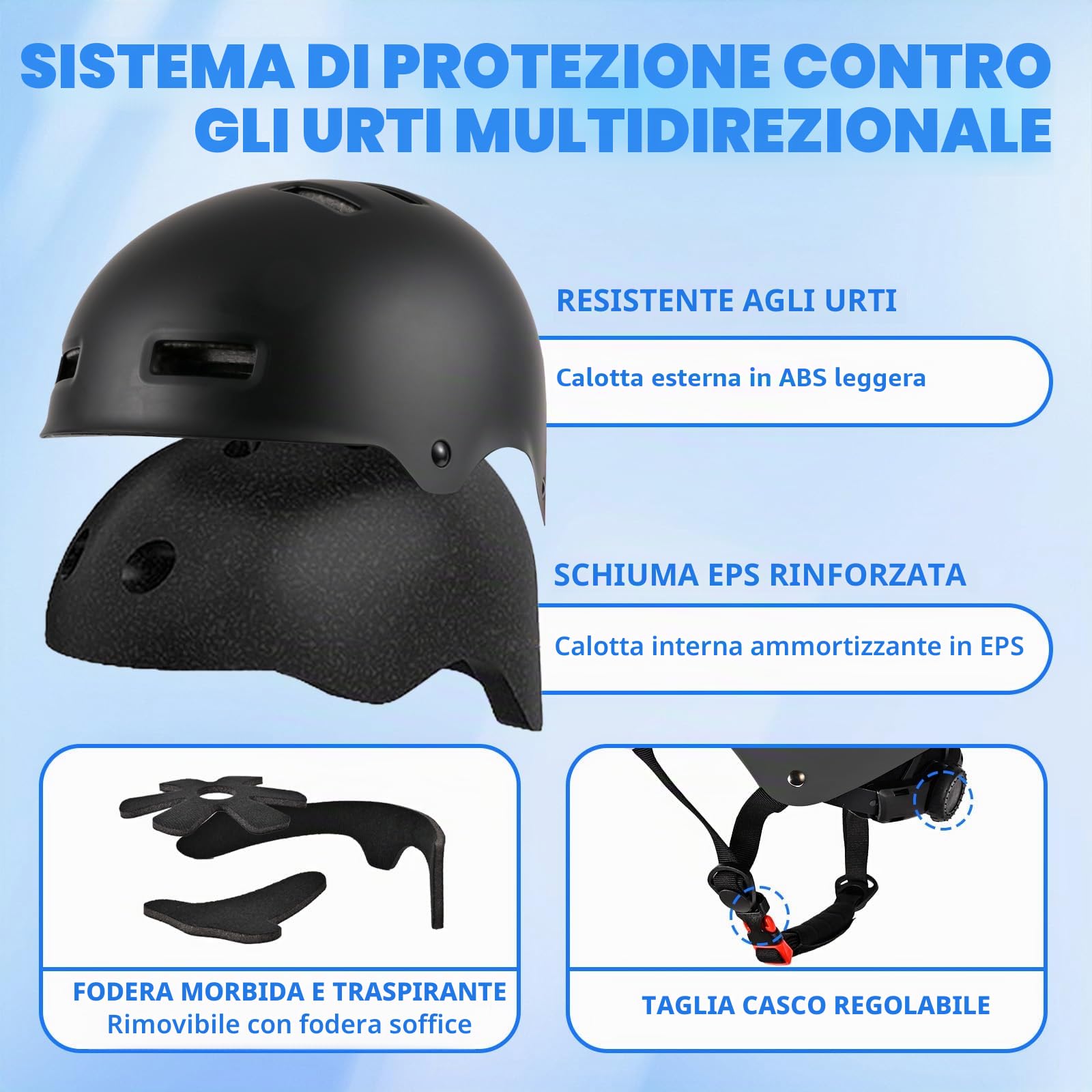 Casco da bici regolabile per ragazzi ragazze giovani e adulti, Casco Protettivo per bambini per multisport skateboard monopattino bicicletta ciclismo pattinaggio