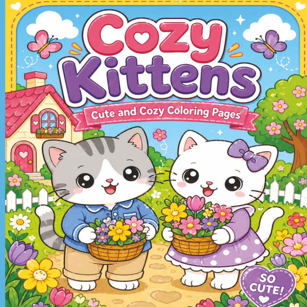 Cozy Kittens: Cute & Easy Animal Coloring Book for Relaxation (Teens & Adults) (Cozy Critters)