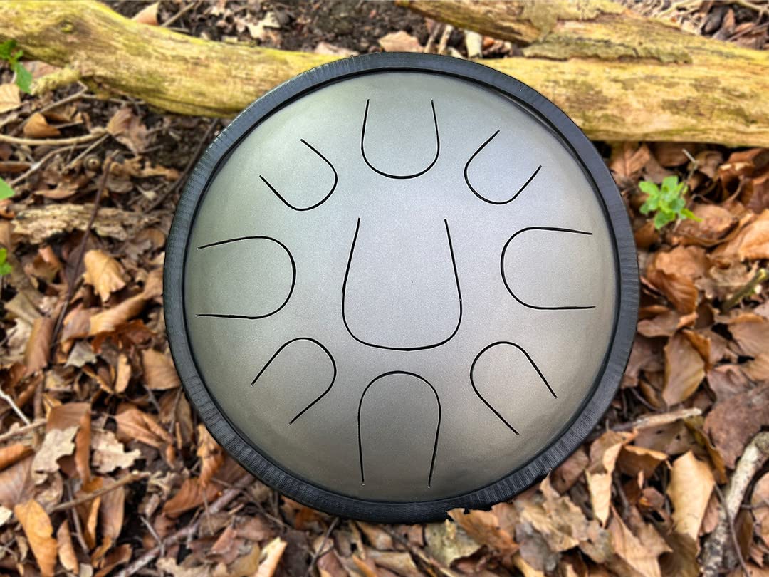LIDAH Steel Tongue Drum - Equinox Zephyr Series Handpan 36 cm, Instruments de Musique pour Enfants Adultes, Yoga Méditation Chakra Tambour à Main Lotus Tambour à Main Pan Steeldrum Bol chantant