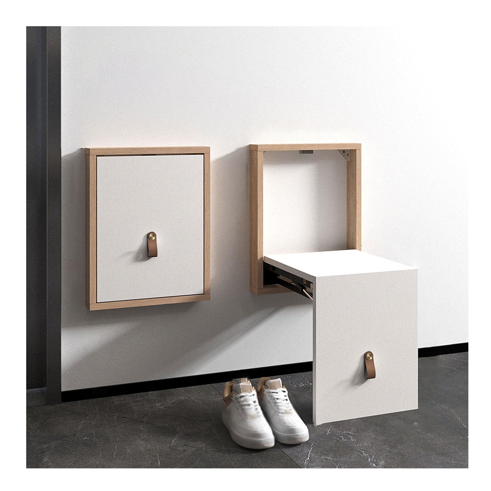 Chaise pliante murale cachée escamotable et tabouret pliant en bois massif gain de place
