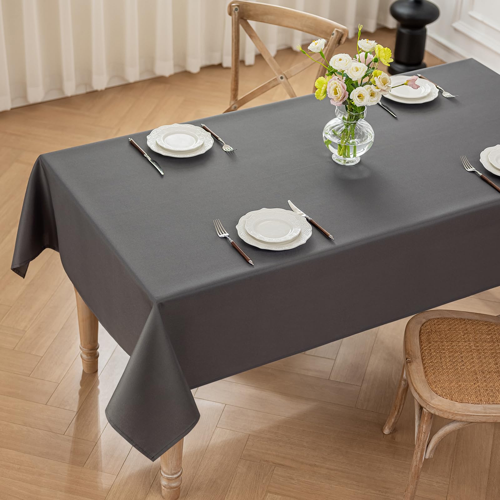 Moonooda Tischdecke, Tischdecken Abwaschbar 180g/㎡ Tischtuch aus Polyester Wasserabweisend mit Lotuseffekt, Dauerhaft Kratzfest für Wohnzimmer, Esszimmer, Balkon, Garten